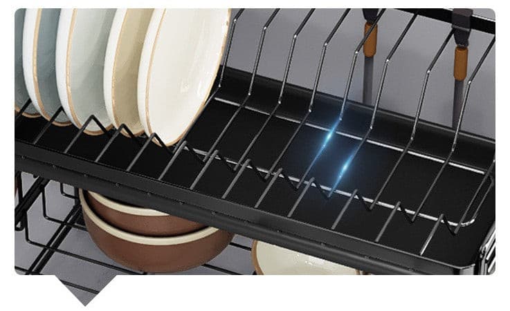 Black Iron Kitchen Dish Plate Bowl Storage Rack.